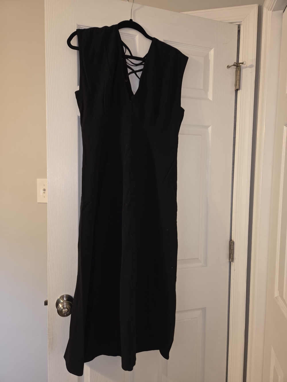 A.L.C. Black Sleeveless Midi Dress with Crisscross V-Neck